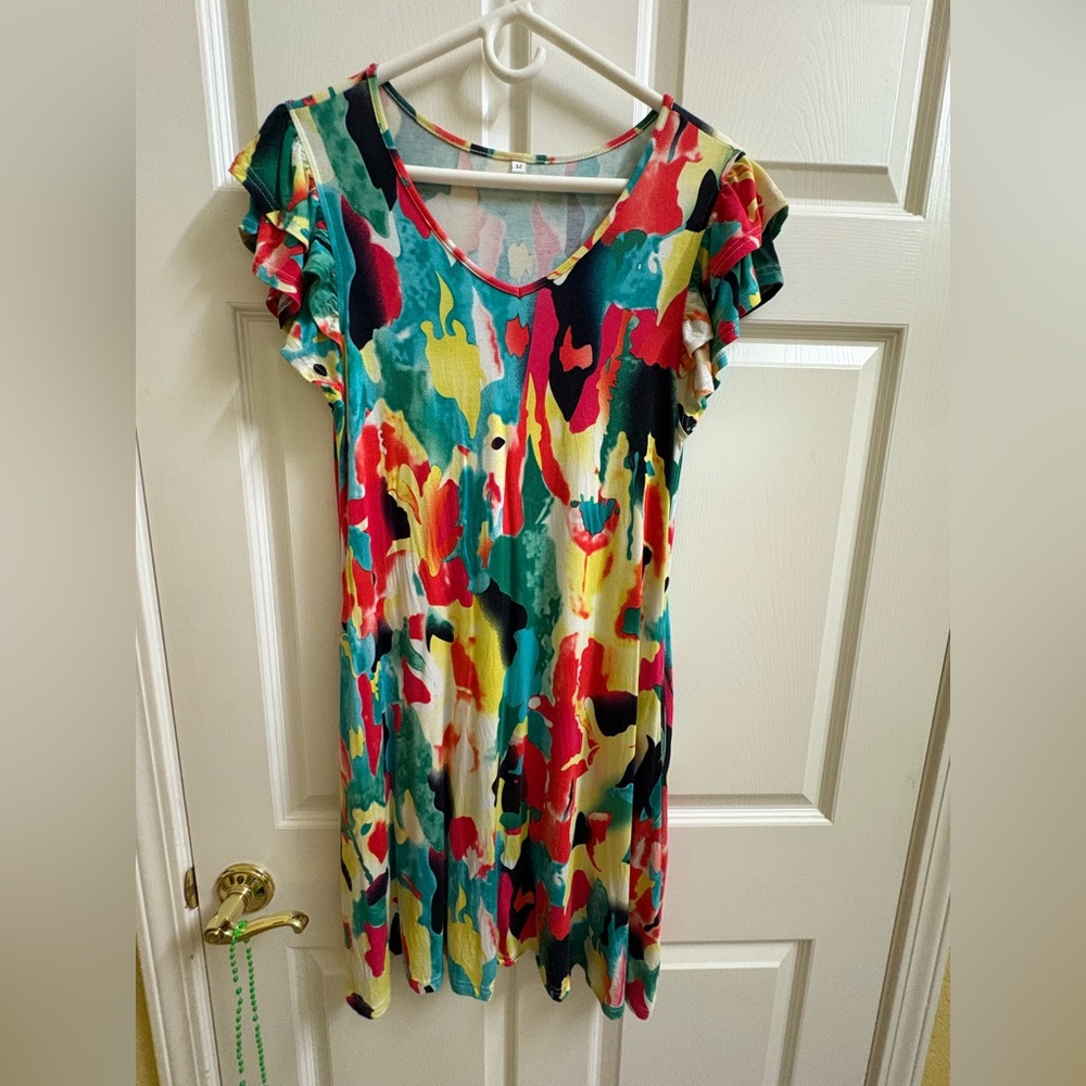 Colorful Abstract Print Dress